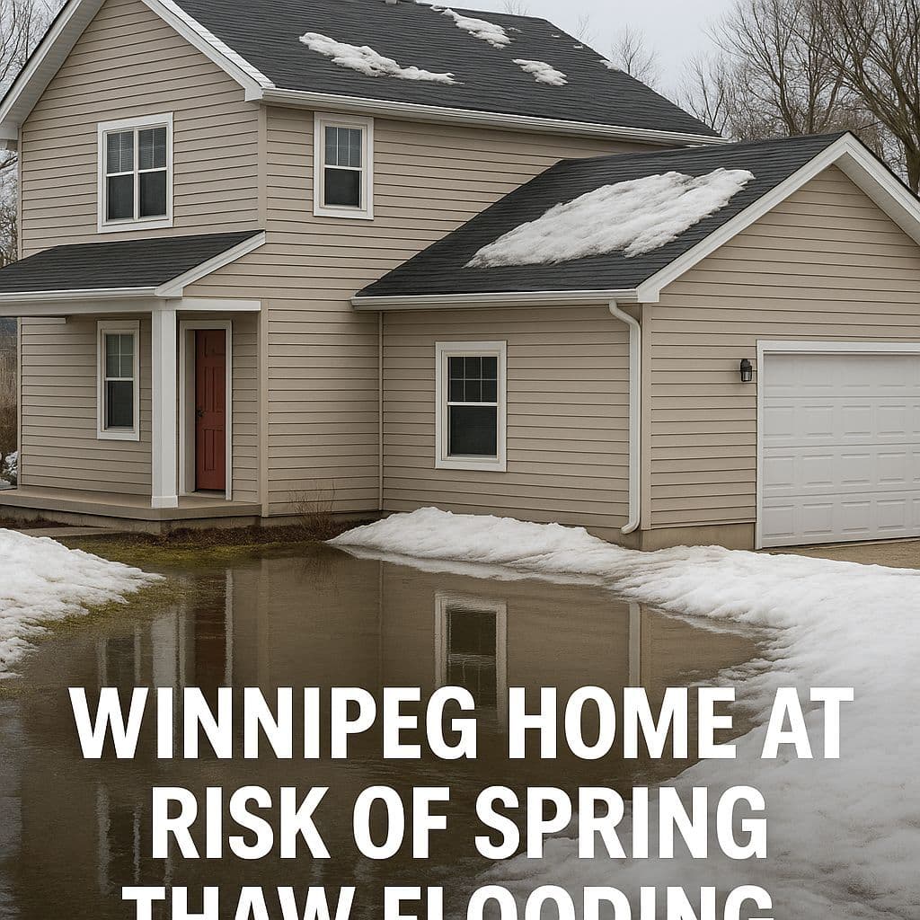 Manitoba home showing signs of spring thaw flooding risk around the foundation