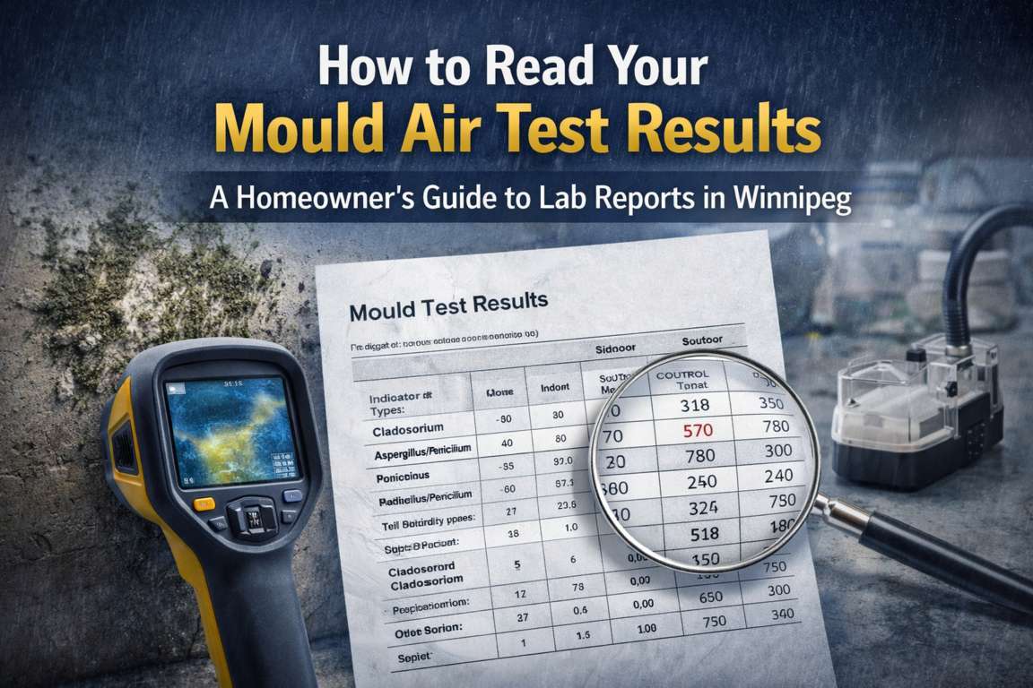 Homeowner reviewing a mould air test lab report with a certified inspector