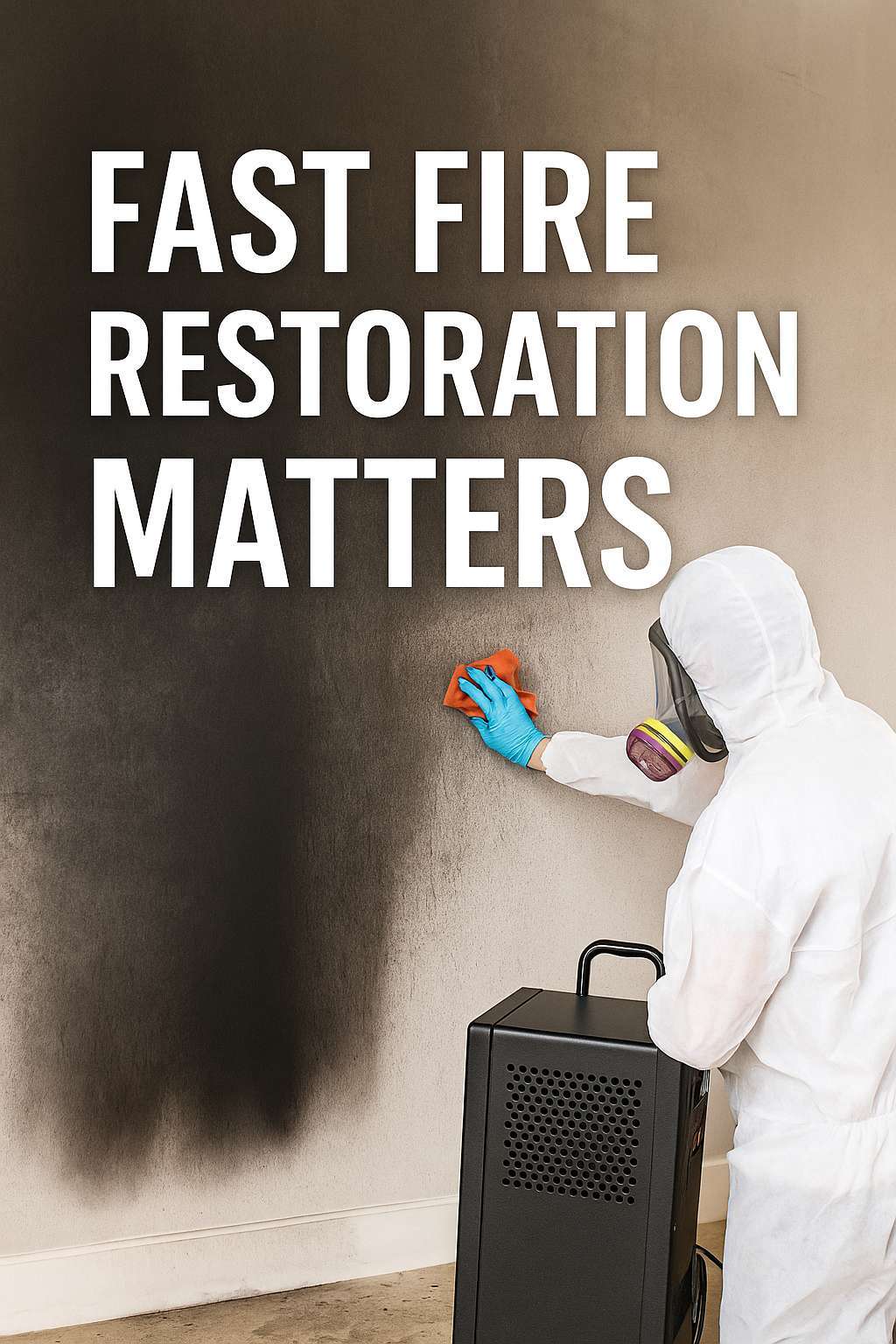Professional fire damage restoration team beginning assessment and cleanup after a house fire
