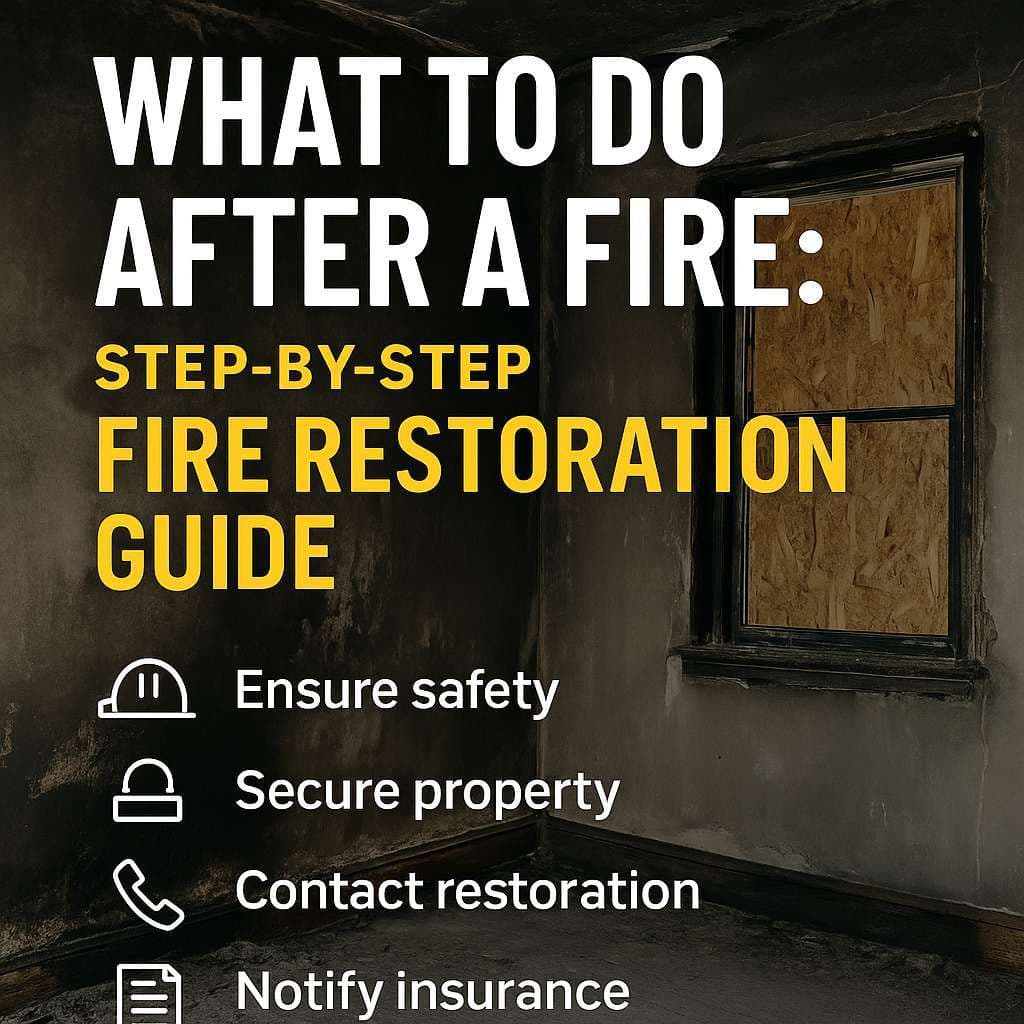 Homeowner assessing fire damage and planning restoration steps after a house fire
