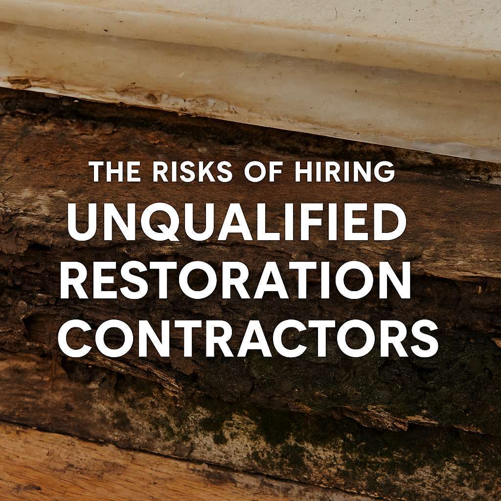 Homeowner reviewing restoration contractor credentials before hiring