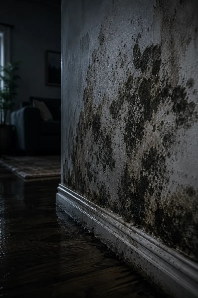 Certified mould remediation crew setting up containment in a Winnipeg home