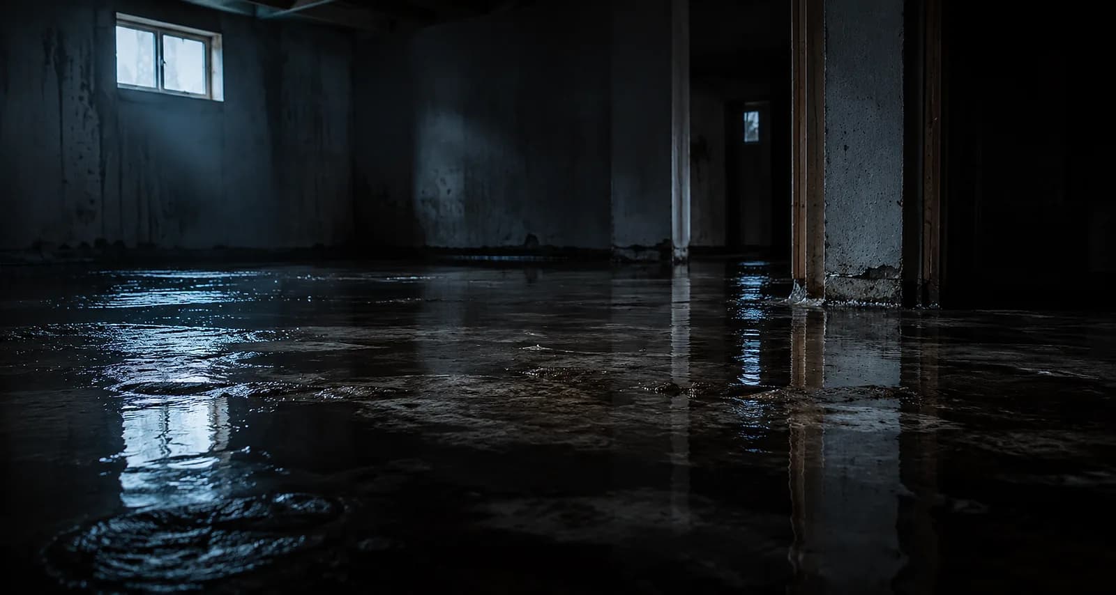 Flooded Winnipeg basement with standing water before Relief Restorations water extraction and drying